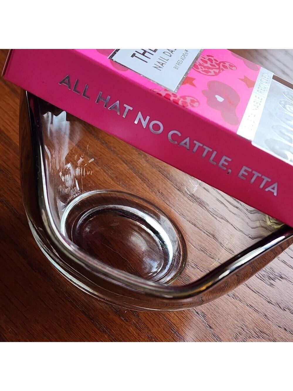 Red Aspen Nail Dashes "All Hat No Cattle, Etta" Silver Metallic Short Almond - Picture 4 of 5